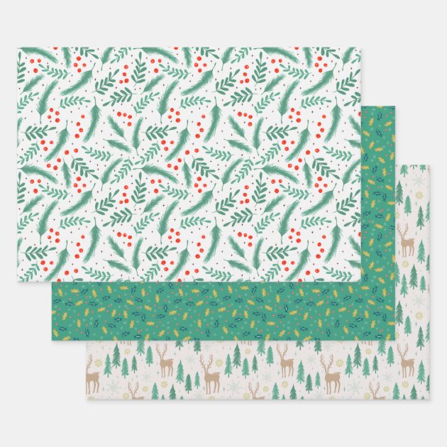 Bright Christmas Green Bundle: Color Forest Green Wrapping Paper Sheets
